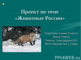 Проект по теме «Животные России» Подготовил ученик 3б классаЗернов НикитаУчитель
