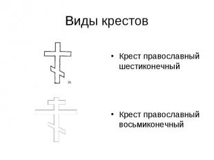 Виды крестов Крест православный шестиконечныйКрест православный восьмиконечный
