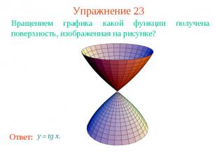 Упражнение 23Вращением графика какой функции получена поверхность, изображенная