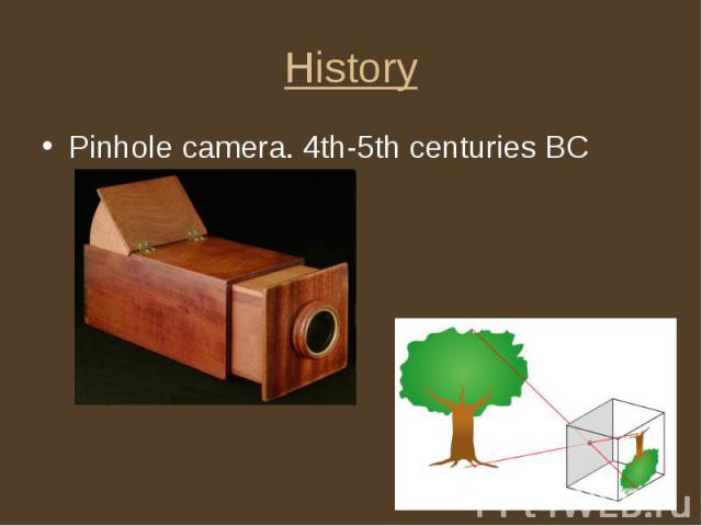 History Pinhole camera. 4th-5th centuries BC