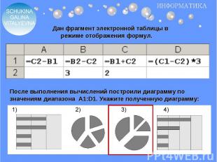 Дан фрагмент электронной таблицы в режиме отображения формул.После выполнения вы