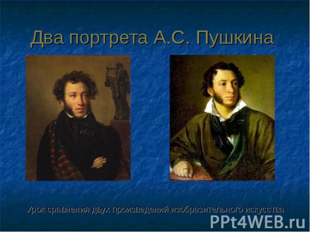 Два портрета А.С. Пушкина Урок сравнения двух произведений изобразительного искусства