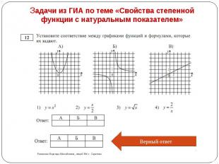 Задачи из ГИА по теме «Свойства степенной функции с натуральным показателем»