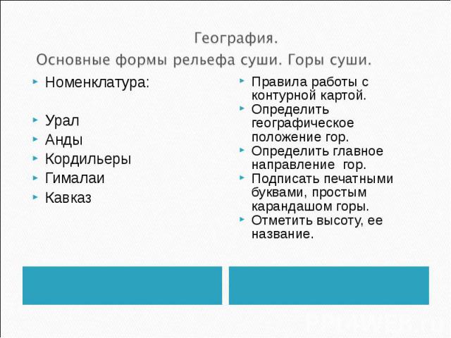 Заполните схему до конца формы рельефа 5 класс география