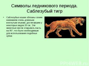 Символы ледникового периода. Саблезубый тигрСаблезубые кошки обязаны своим назва