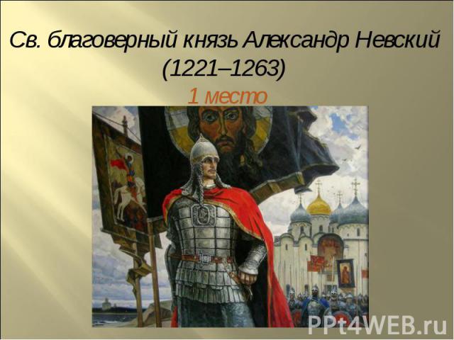 Св. благоверный князь Александр Невский (1221–1263) 1 место