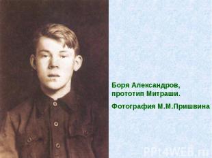 Боря Александров, прототип Митраши. Фотография М.М.Пришвина