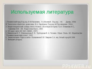 1.Технический труд Под ред. В.М.Казакевич, Г.А.Малевой . Под ред. – М.: Дрофа, 2