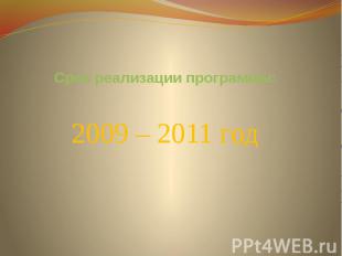 Срок реализации программы:2009 – 2011 год