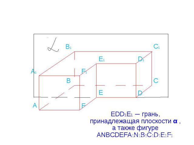EDD1E1 ─ грань, принадлежащая плоскости α , а также фигуре ANBCDEFA1N1B1C1D1E1F1