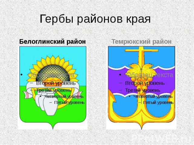 Гербы районов края Белоглинский район Темрюкский район