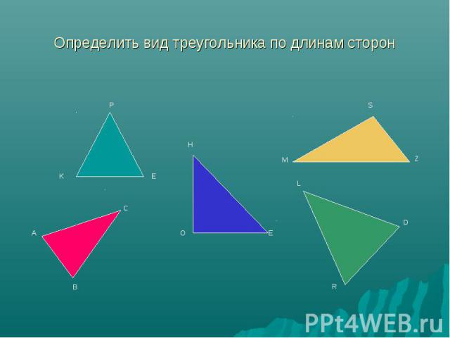 Определить вид треугольника по длинам сторон