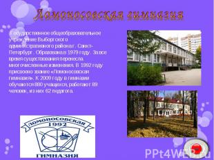 Ломоносовская гимназия Государственное общеобразовательное учреждение Выборгског
