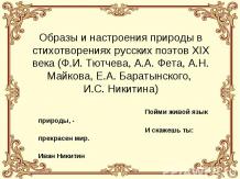 Образы и настроения природы в стихотворениях русских поэтов XIX века (Ф.И. Тютче