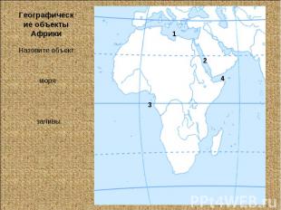 Географические объекты АфрикиНазовите объект:моря заливы