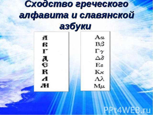 Сходство греческого алфавита и славянской азбуки