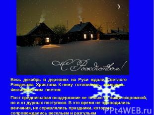 Весь декабрь в деревнях на Руси ждали Светлого Рождества Христова. К нему готови
