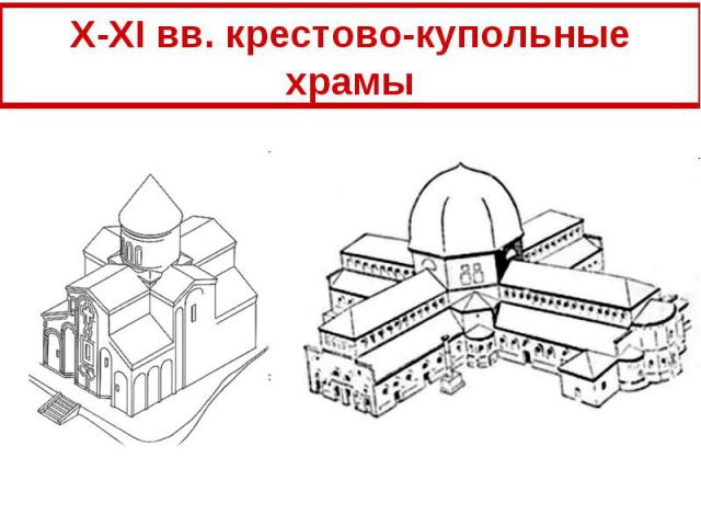 X-XI вв. крестово-купольные храмы