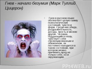 Гнев - начало безумия (Марк Туллий Цицерон) Гнев в русском языке обозначает целу