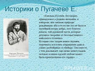 Историки о Пугачеве Е. «Емелька Пугачёв, бесспорно, принадлежал к редким явления