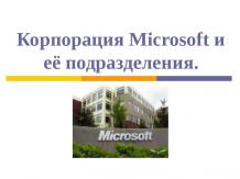 Корпорация Microsoft и её подразделения