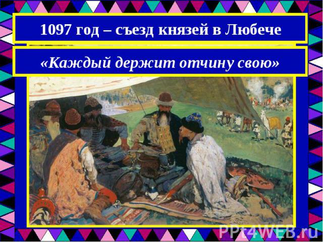 1097 год – съезд князей в Любече«Каждый держит отчину свою»