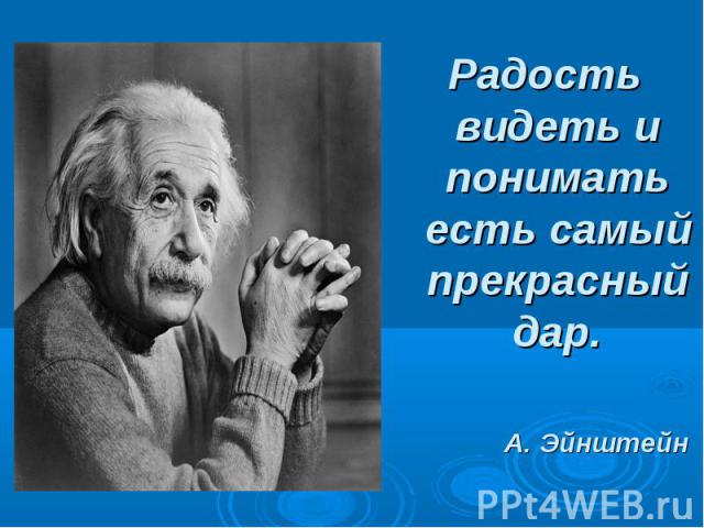 Радость видеть и понимать есть самый прекрасный дар.А. Эйнштейн