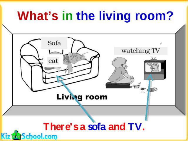What’s in the living room?There’s a sofa and TV.