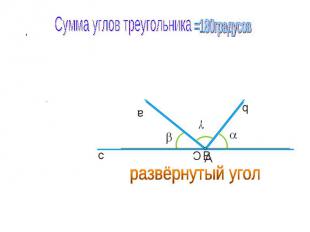 Сумма углов треугольникаразвёрнутый угол