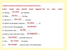 Complete each sentence with has/have and a participle from the box