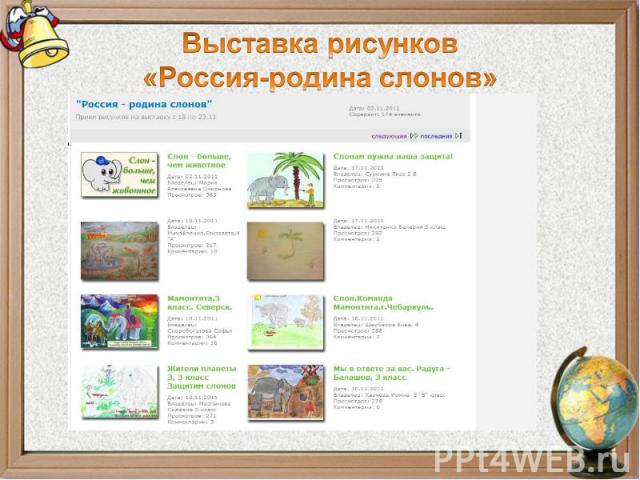 Выставка рисунков«Россия-родина слонов»