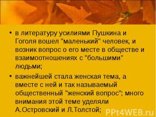 в литературу усилиями Пушкина и Гоголя вошел "маленький" человек, и возник вопро