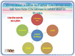 Write down a letter to Father Christmas and tell him how Christmas is celebrated