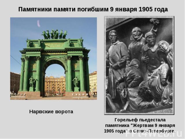 Памятники памяти погибшим 9 января 1905 годаНарвские воротаГорельеф пьедестала памятника 