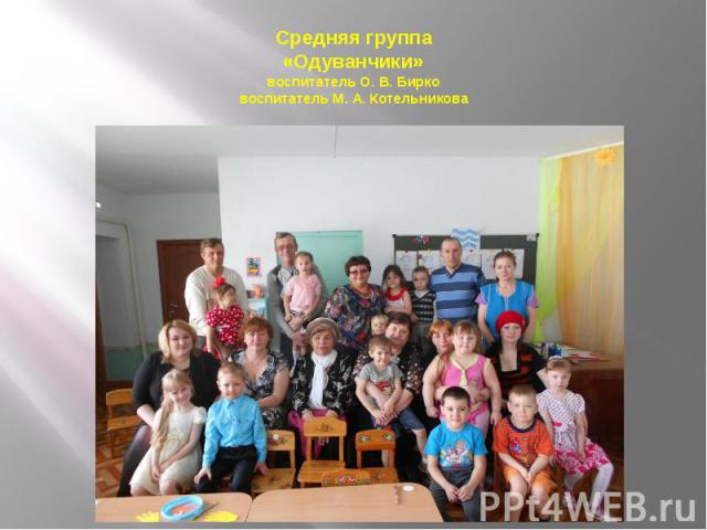 Средняя группа «Одуванчики» воспитатель О. В. Бирко воспитатель М. А. Котельникова