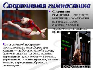 Спортивная гимнастика&nbsp;— вид спорта, включающий соревнования на гимнастическ