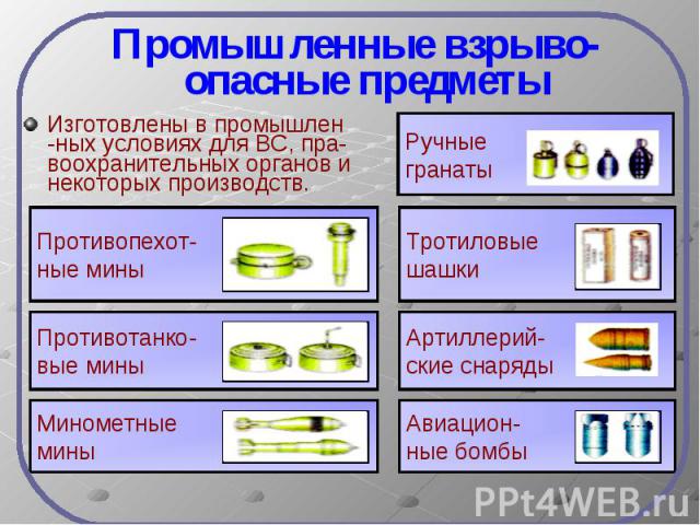 Промышленные взрыво- опасные предметы