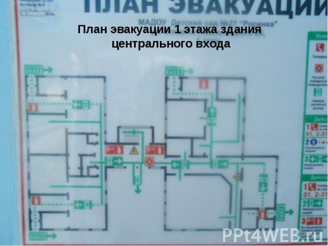 План эвакуации 1 этажа здания центрального входа
