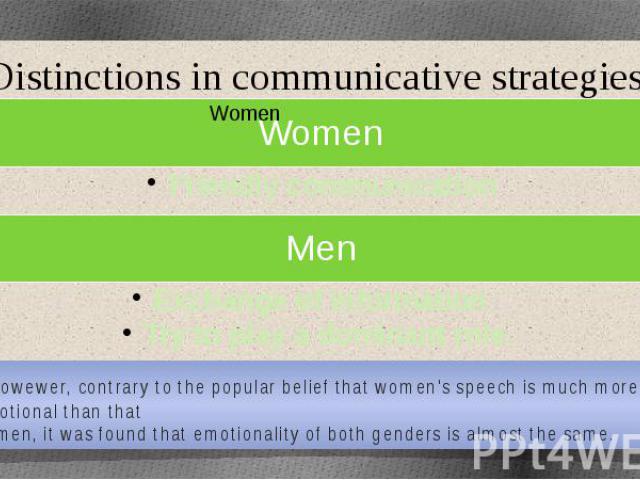 Distinctions in communicative strategies