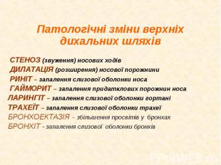 Патологічні зміни верхніх дихальних шляхів СТЕНОЗ (звуження) носових ходів ДИЛАТ