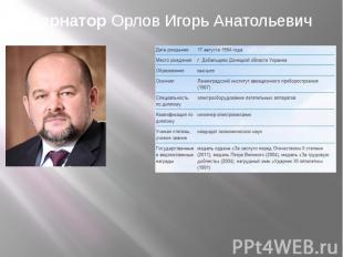 Губернатор Орлов Игорь Анатольевич