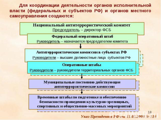 Для координации деятельности органов исполнительной власти (федеральных и субъектов РФ) и органов местного самоуправления создаются: