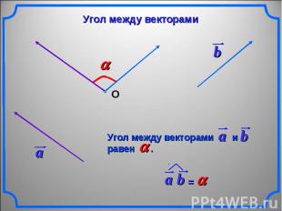Угол между векторами Угол между векторами и равен .