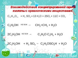 Взаимодействие концентрированной серной кислоты с органическими веществами С12Н2