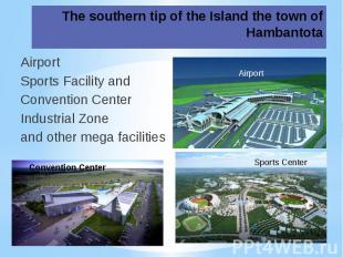 The southern tip of the Island the town of HambantotaAirport Sports Facility and