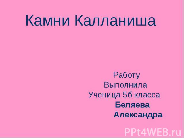 Работу ВыполнилаУченица 5б класса Беляева Александра