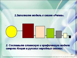2. Составьте словесную и графическую модели смерти Кощея в русских народных сказ