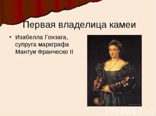 Первая владелица камеиИзабелла Гонзага, супруга маркграфа Мантуи Франческо II