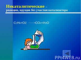 Некаталитические – реакции, идущие без участия катализатораC2H4+O2 CO2+H2O
