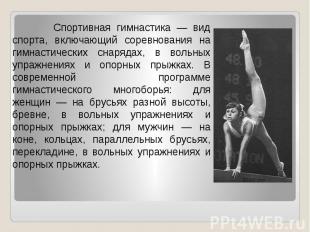 Спортивная гимнастика — вид спорта, включающий соревнования на гимнастических сн